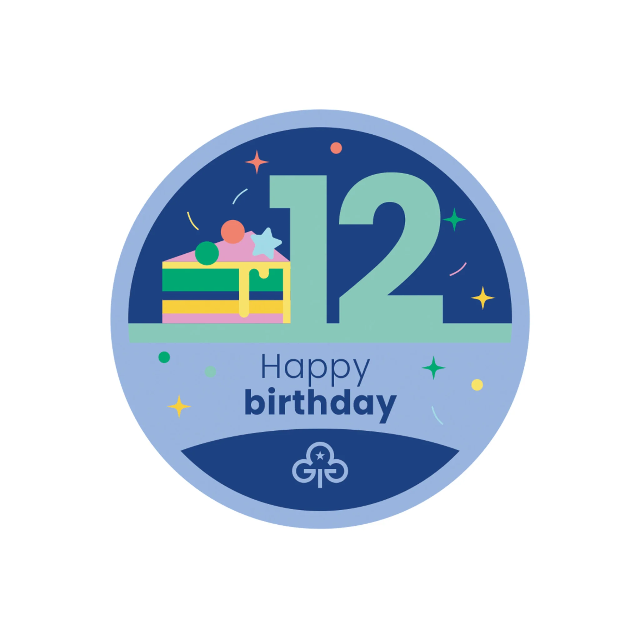 Happy 12th birthday woven badge
