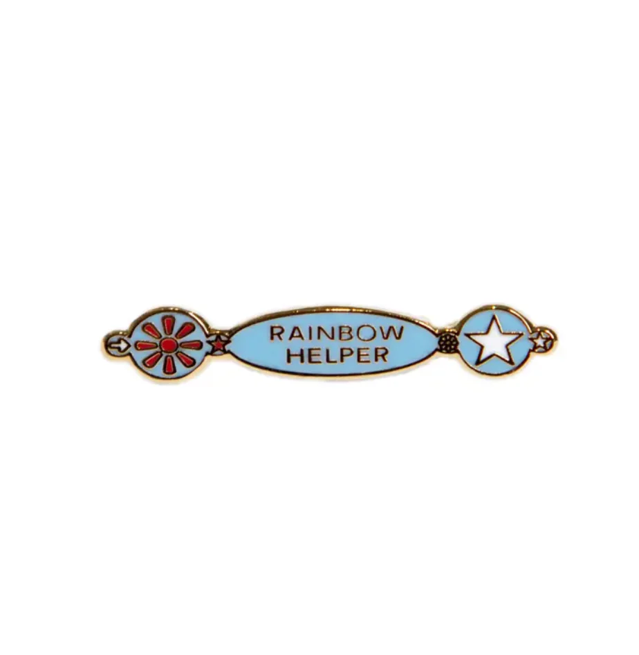 Rainbow helper metal badge